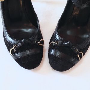 Dior Suede Mary Jane Heels With Quilted Pattern